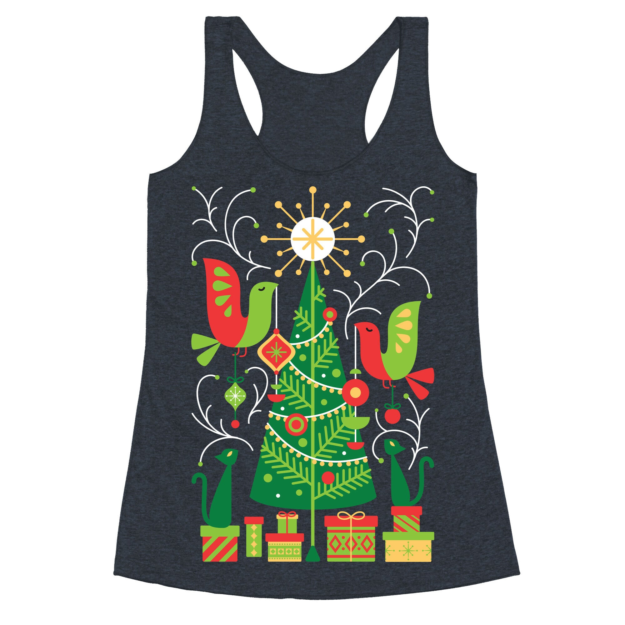 Vintage Christmas Tree Decorating Racerback Tank